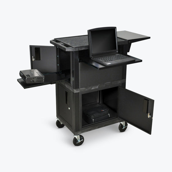 Luxor 41"H Tuffy Ultimate Presentation Station with Cabinets (Black) - WTPSCE